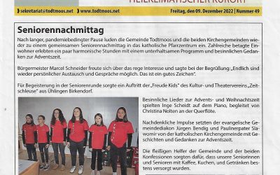 Mitteilungsblatt Todtmoos, 9. Dezember 2022